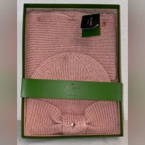 Kate Spade Rose Pink Knit Scarf and Hat Set